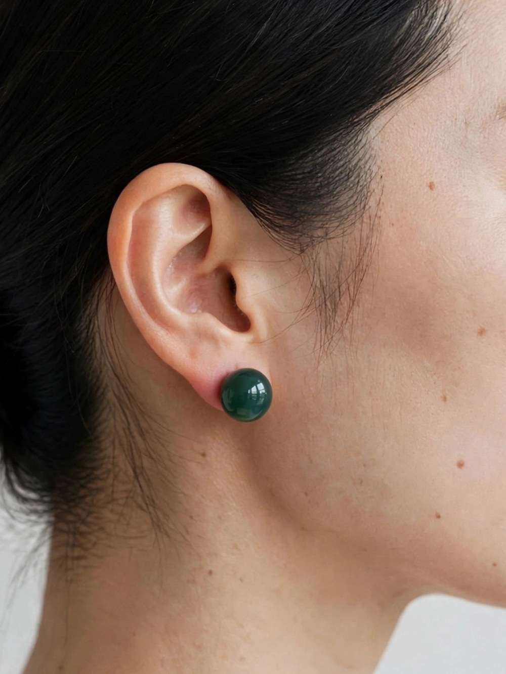 New Amimi Green Agate Ball Stud Earrings | Gold S925 Post E125